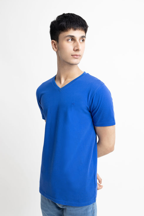 Royal Blue V Neck T-Shirt